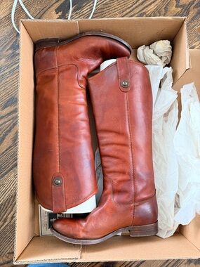 Frye Melissa Cognac Leather Tall Riding Boots 6